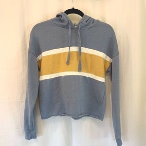 Blue & Yellow Pink Rose Sweatshirt Hoodie - Small